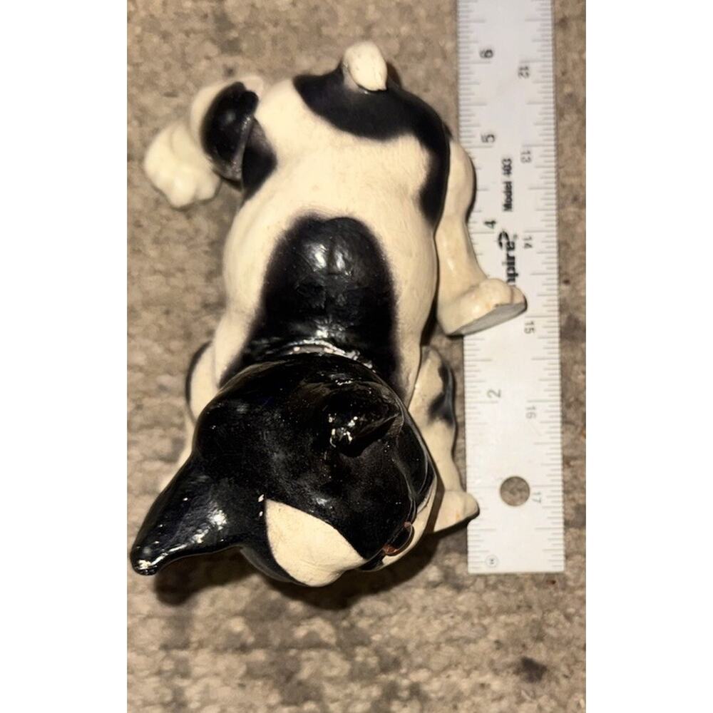 Vintage Bulldog Nodding Dog Figurine Articulated Bobble Head Glass Eyes 5” - Picture 5 of 10